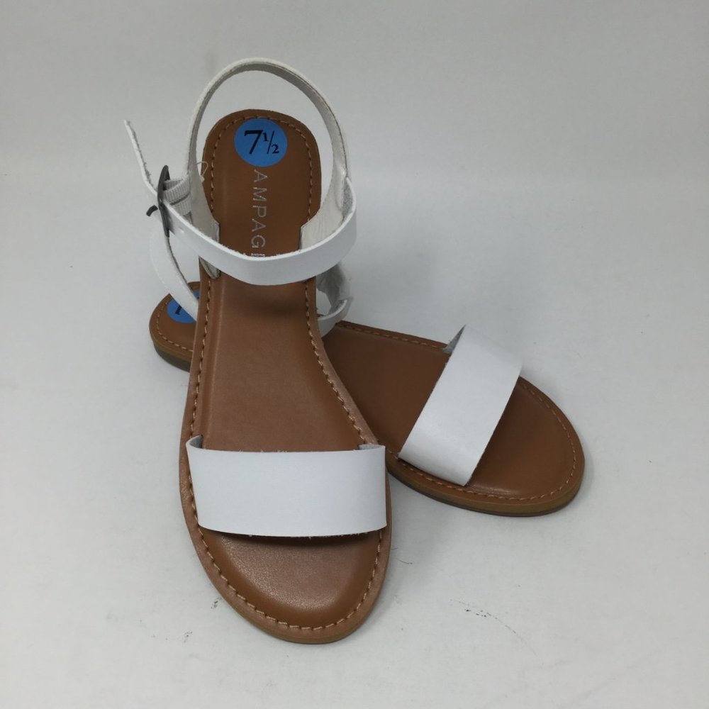Women's Rampage Open Toe Ankle Strap Sandals, White MACI size 7.5M